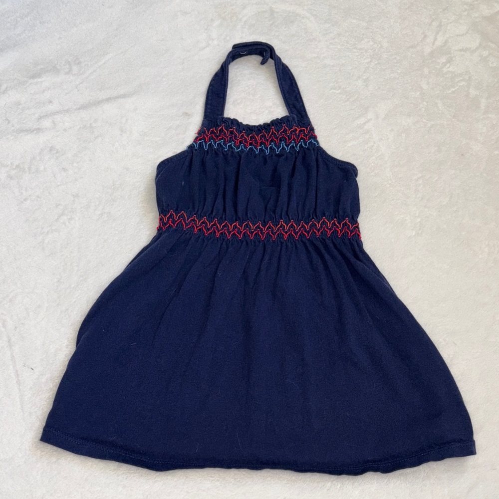 (3 for $10) Old Navy Blue Navy Dress with Red Accents 18-24 months baby girl